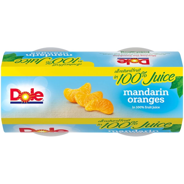 Dole In 100% Juice Mandarin Oranges 4 Oz. Plastic Bowl, PK24